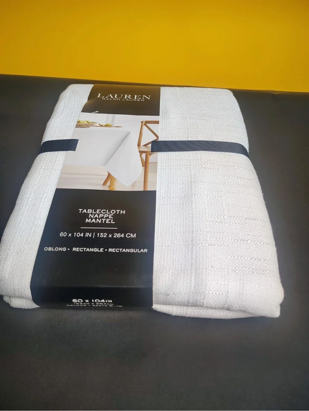 Lauren Ralph Lauren White Tablecloth 60x104 Oblong Rectangle Textured NWT